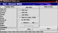 Add/Remove WADs status bar showing WAD info for selected WAD